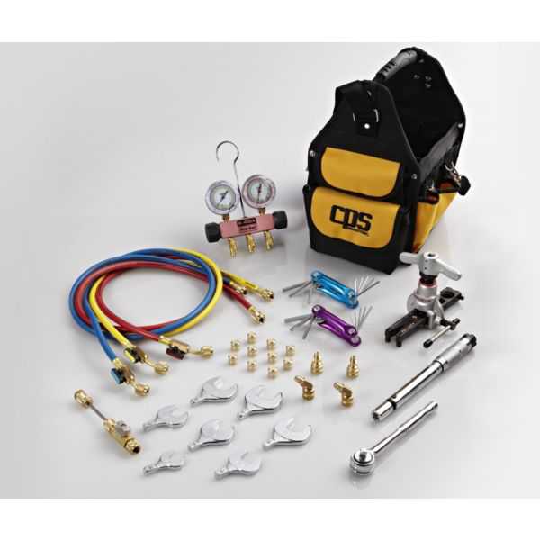 CPS TLB410A - Universal R410a Service Tool Kit 1/4' & 5/16' (1/2'-20 UNF) Triple-Seal MEHP5E manifold, metric torque set